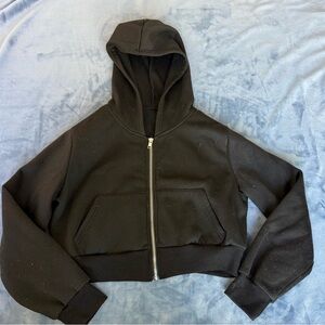 Black Women's Cropped Hooded Sweater